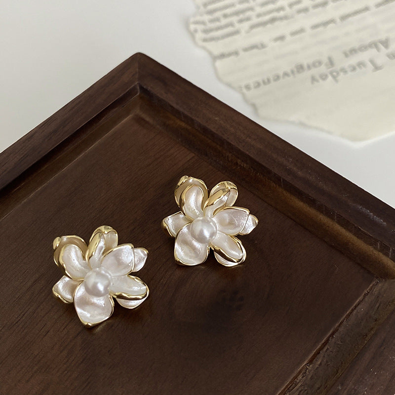 Dopamine Sweet Niche Flower Pearl Fashion Exquisite Stud Earrings