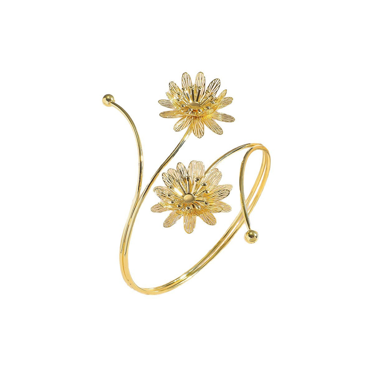 High-grade High Profile Retro Golden Flower Opening Adjustable Lady Temperament Bracelet