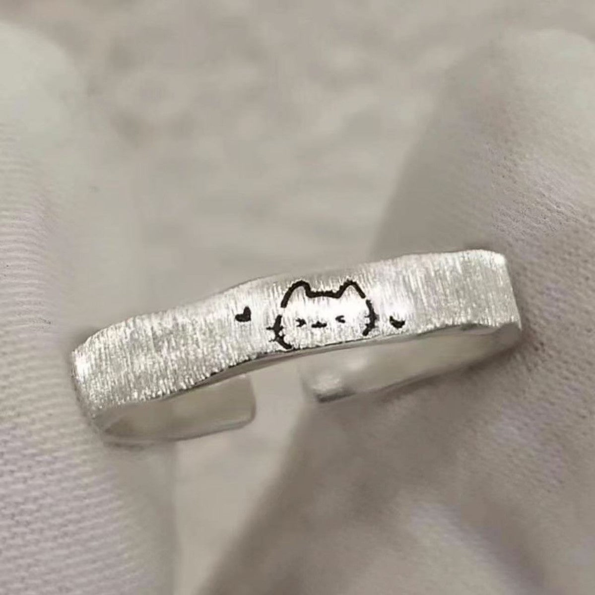 Handmade Lined Sier Open Female Cute Small Animal Personality Ring