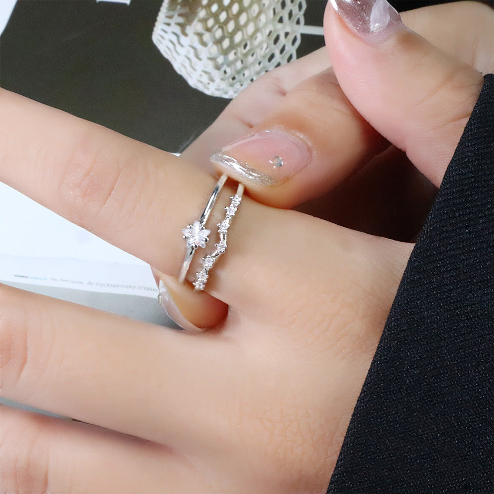 Diamond Pentagram Opening Female Fashionmonger Wave Index Rings