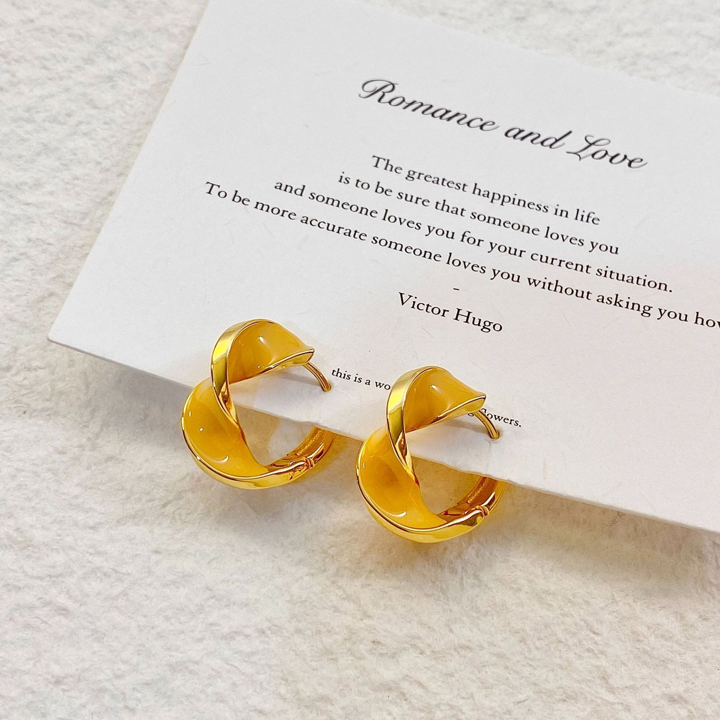 Plated Real Gold Ginger Flower Enamel Drip Glazed Female Sweet Earrings