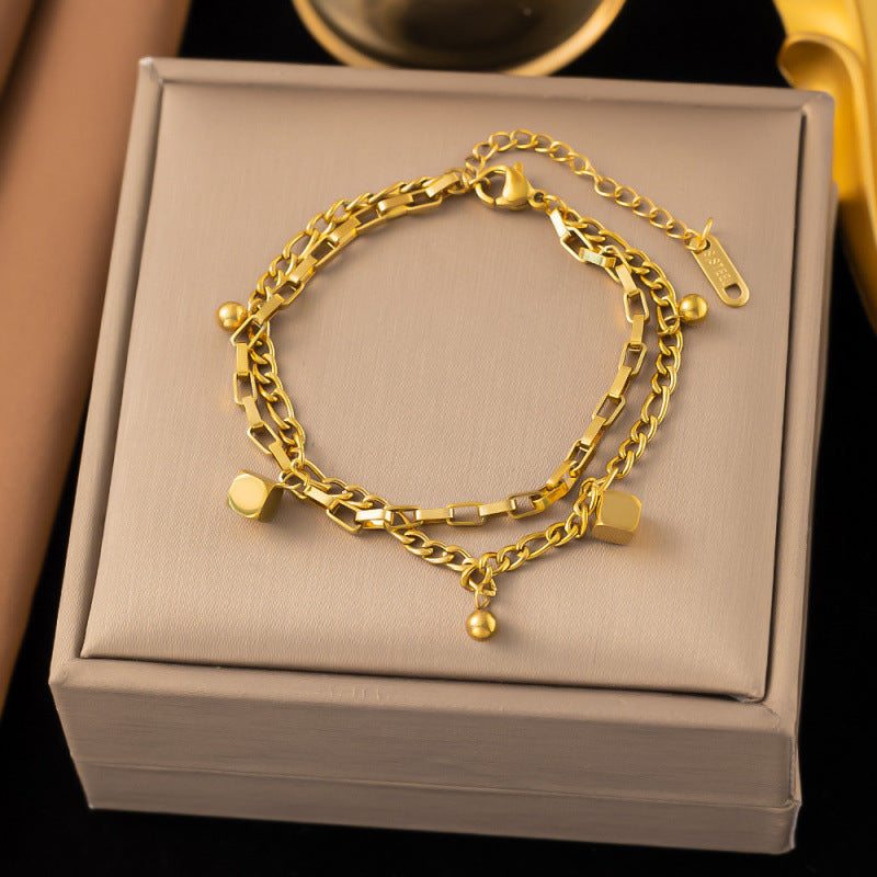 Titanium Steel Female Gold Fashion Light Luxury High Bracelets