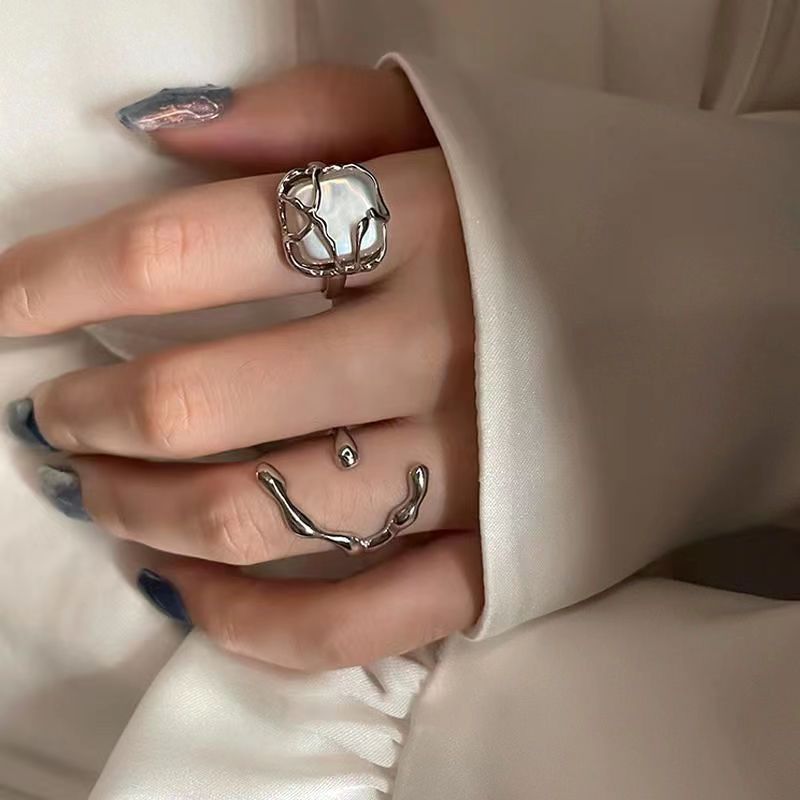 Moonlight Forest Marcasite Female Pearl Niche Cold Style Ring