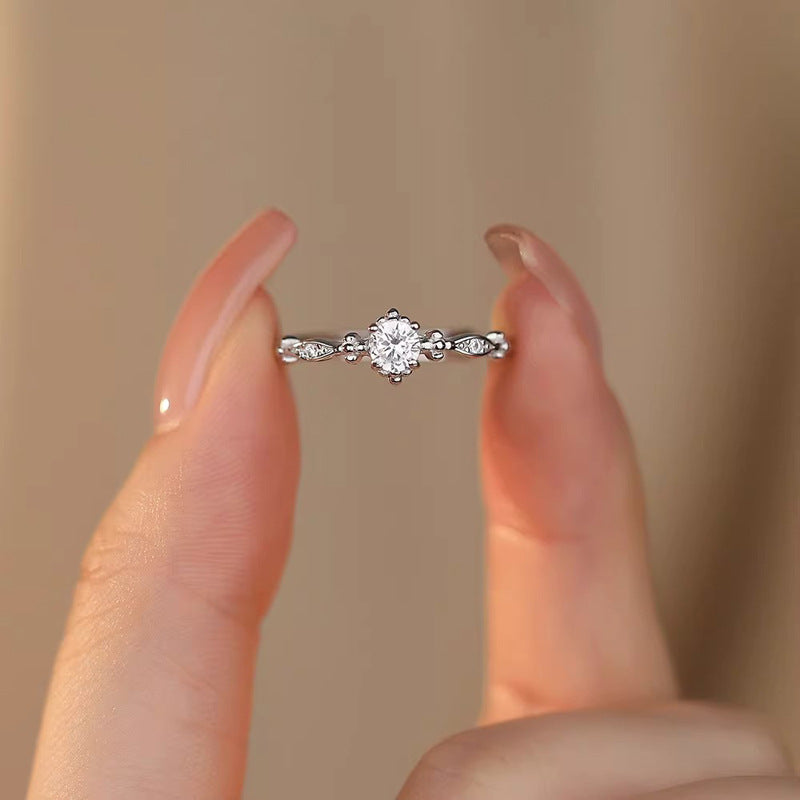 Sparking Zirconium Fine Circle Index Finger Birthday Gift For Girlfriend Rings
