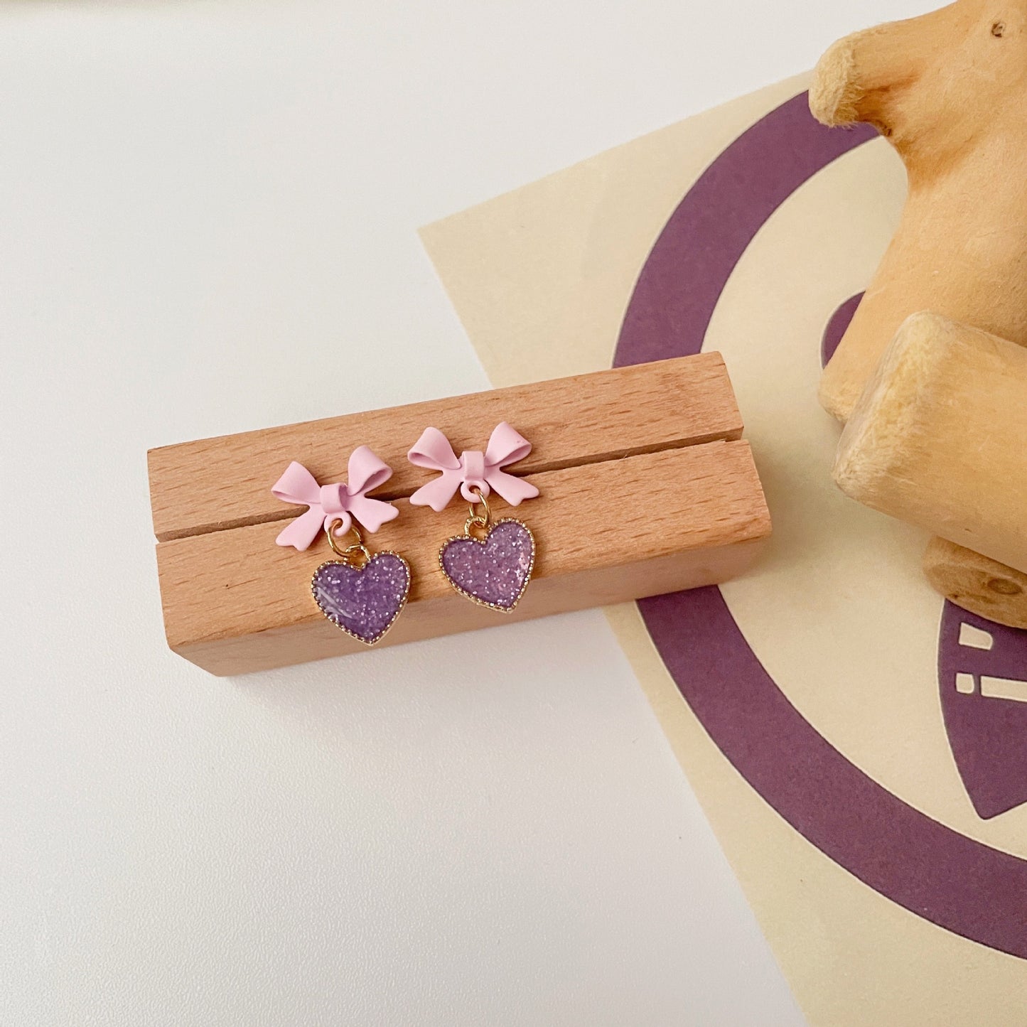 Women's Sier Needle Sweet Bow Love Heart Simple Earrings