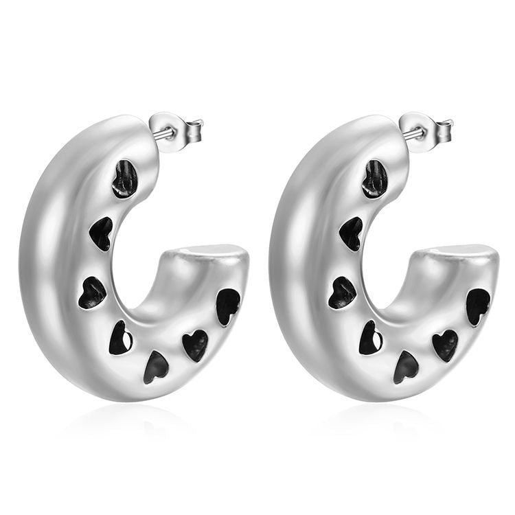 Women's Stainless Steel Hollow Ear Clip Retro Earrings