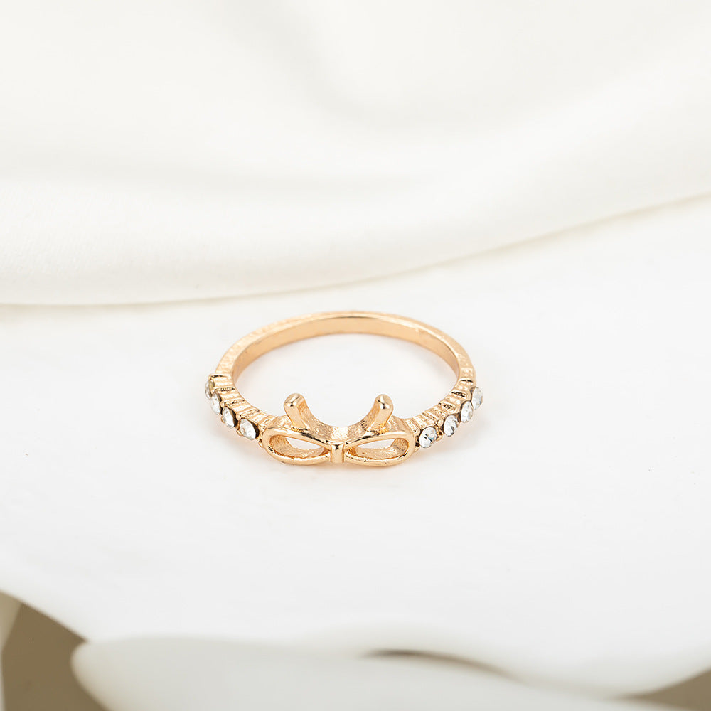 Fashion Simple Spot Drill Bow Single Ring
