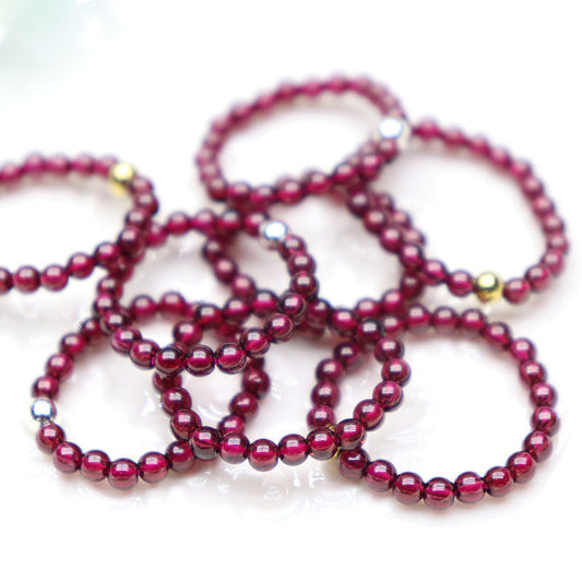 Live Broadcast Natural Claret Garnet Round Beads Finger Golden Rings