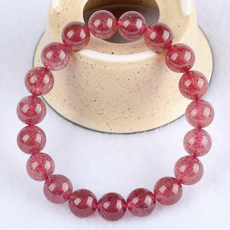 Natural Strawberry Quartz Crystal Ornament Iced Bracelets