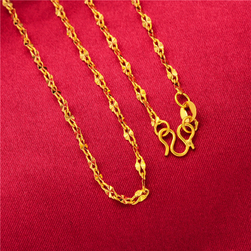 Women's Placer Gold Gold-plated Water Wave Chain Necklaces