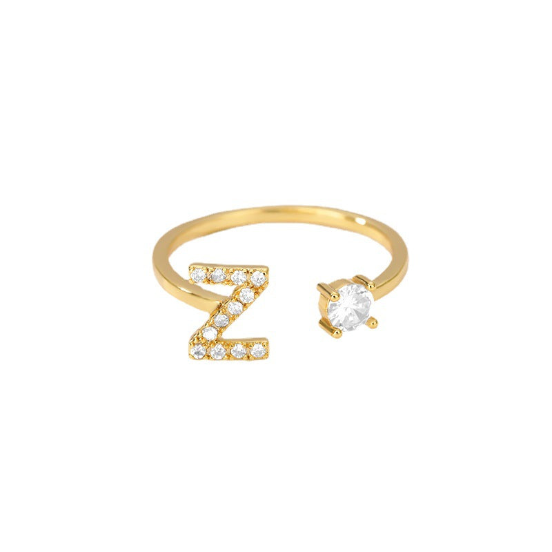 Women's Letters Gold Zircon Creative Finger Adjustable Rings