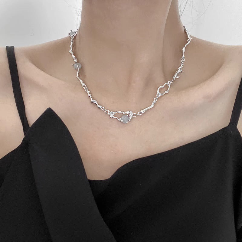 Pin Moonstone Irregular Female Design Cold Style High-grade Necklaces