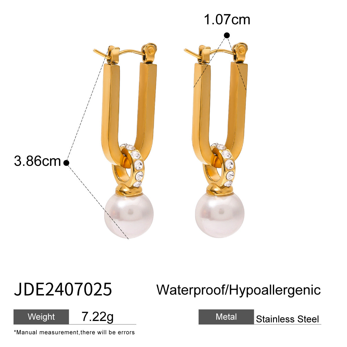 Stainless Steel Pearl Zircon High-grade Gold Earrings