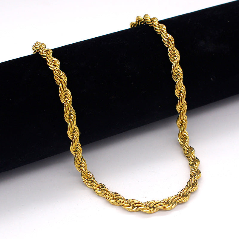Style Hemp Flowers Chain Vacuum Electroplating Couple Necklaces