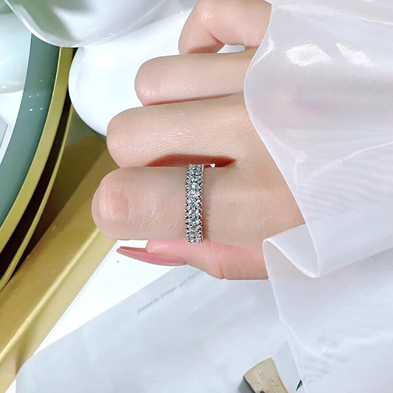 Minimalist Fairy Shiny Female Full Diamond Live Ring