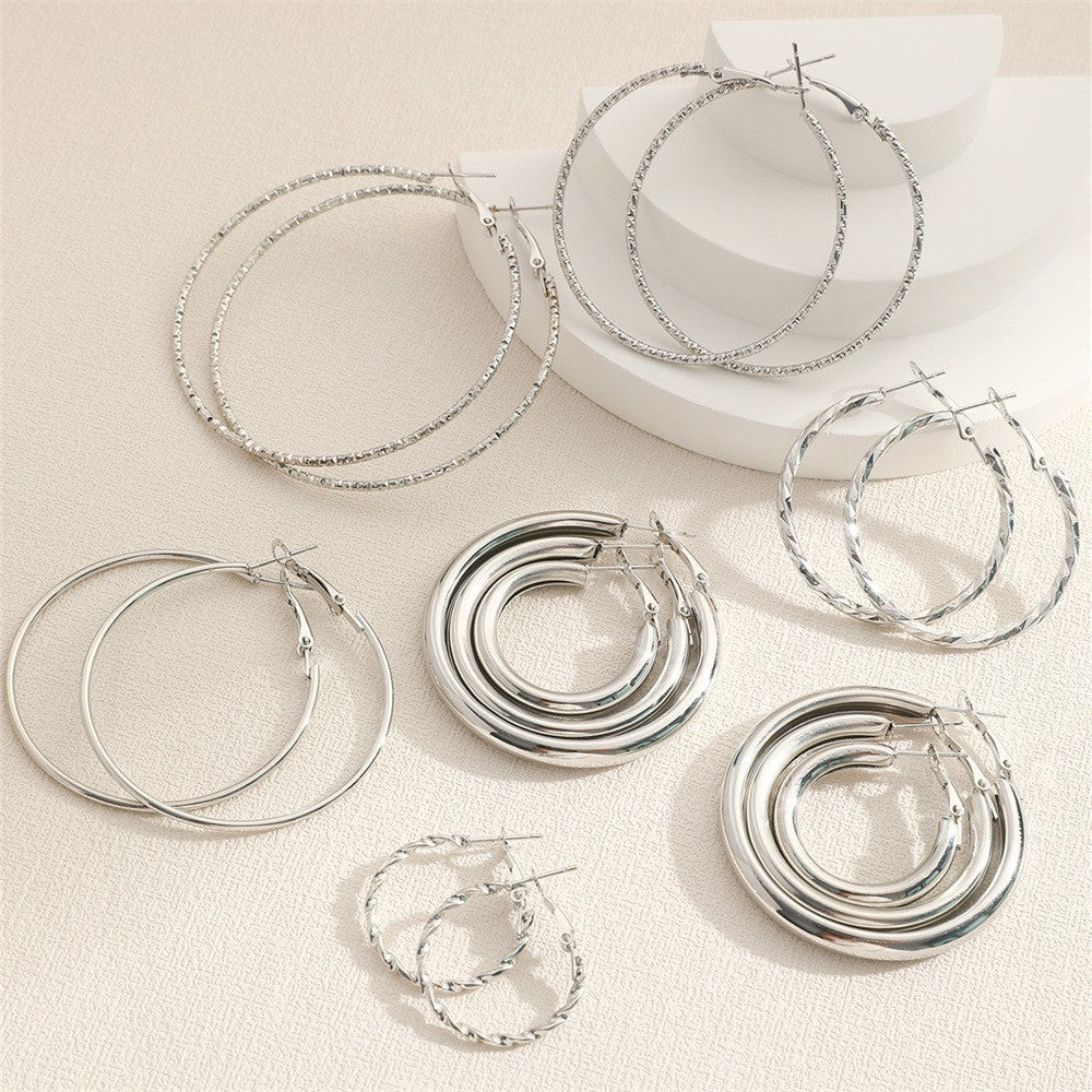 Women's Fashion Circle Pairs Suit Exaggerated Versatile Earrings