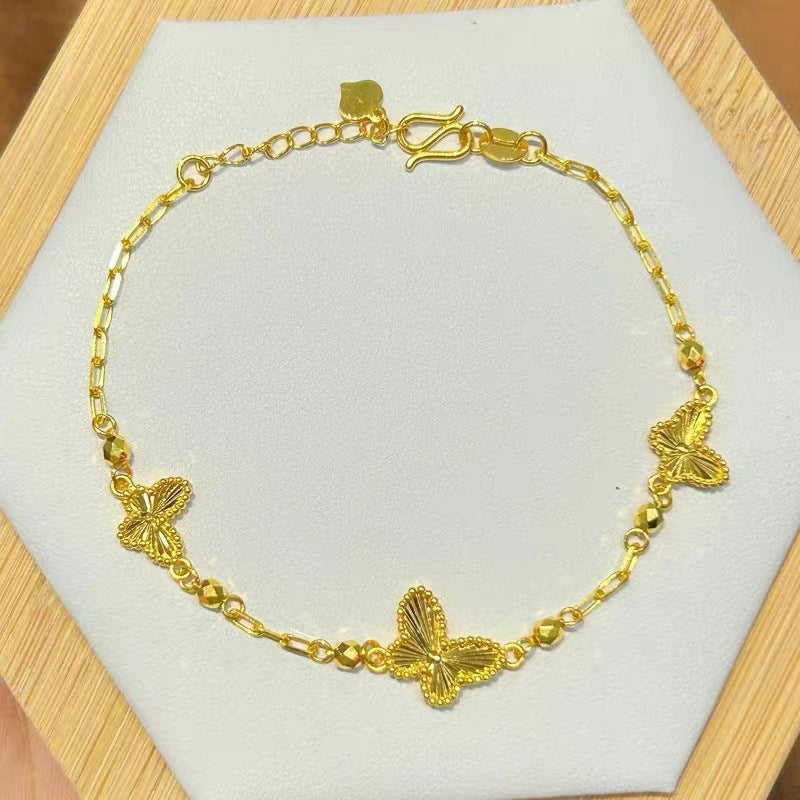 Women's Placer Gold Laser Butterfly Light Luxury Bracelets