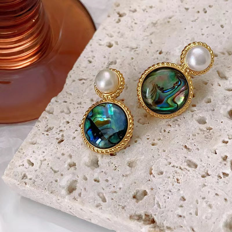 Oil Painting Colorful Abalone Shell Natural Earrings