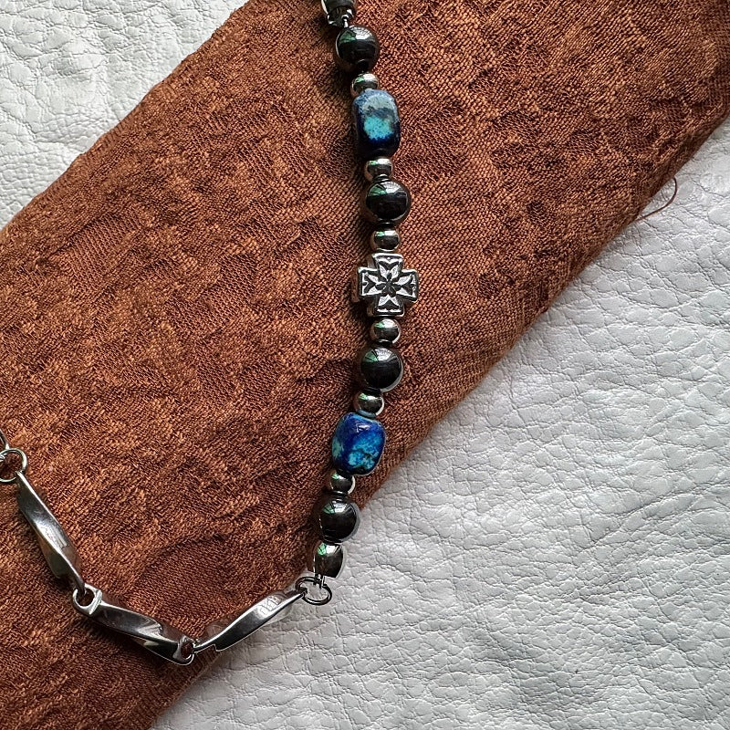 Gager Color Haematite Stainless Steel Stitching Design Bracelets