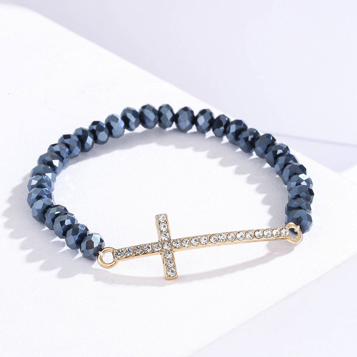 Simple Rhinestone Cross Colorful Crystal String Bracelets