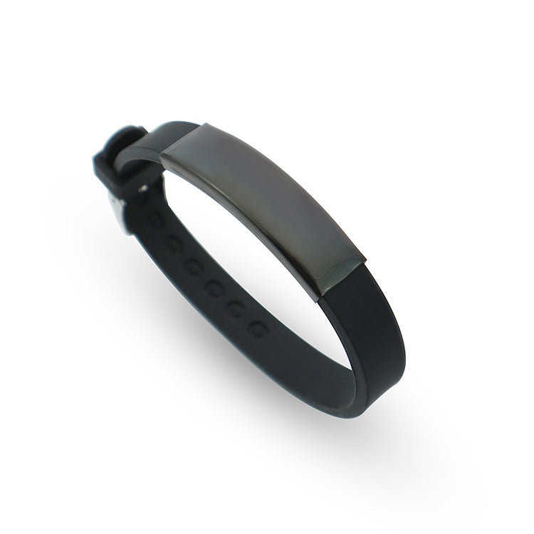 Soft Silicone Wristband Fashion Simple Couple Can Carve Writing Stainless Bracelet