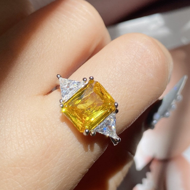 Camellia Fashion Romantic French Golden Rhinestone Gold Plated Ring