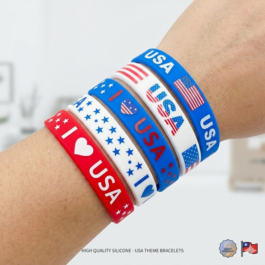 Day Flag Rubber Wrist Strap Holiday Commemorative Bracelets