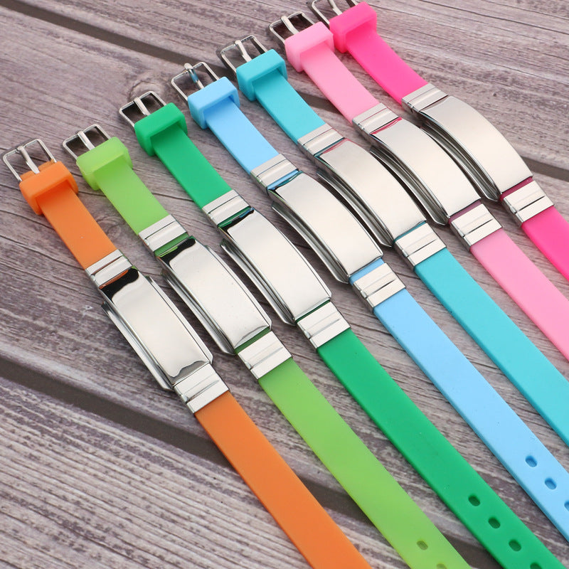Titanium Steel Korean Style Personalized Lettering Gift Silicone Stainless Bracelet