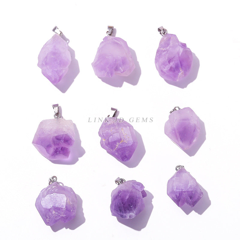 Jewelry Natural Amethyst Flower Rough Stone Pendants