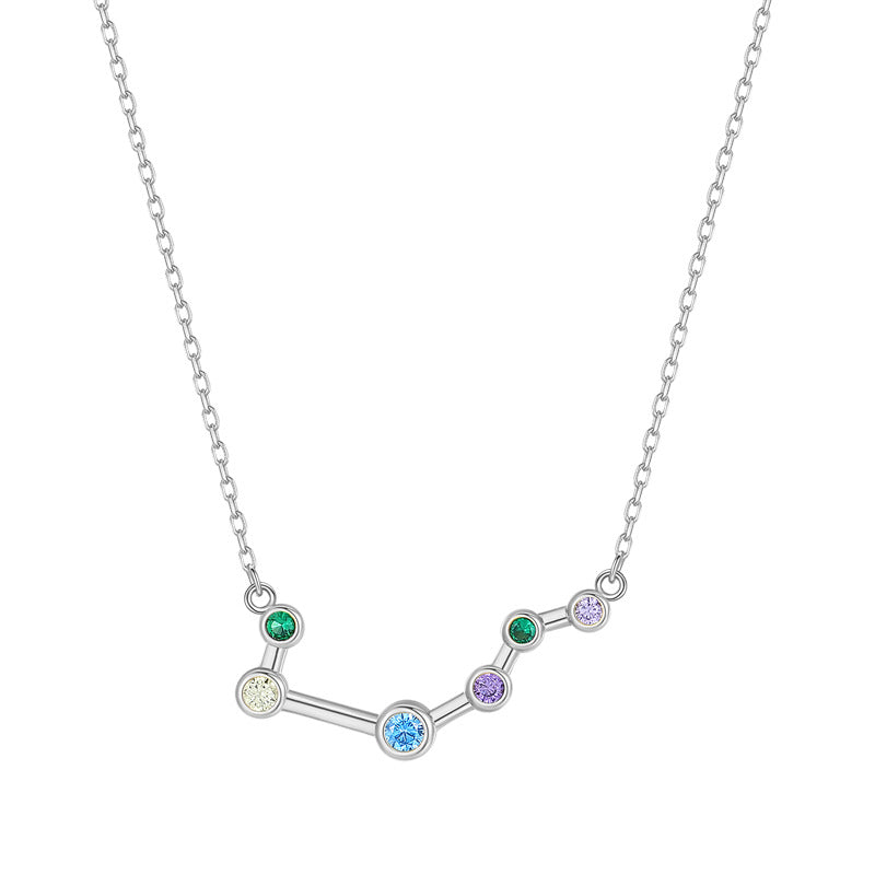 Women's Twee Constellation Zircon Sterling Sier Libra Necklaces