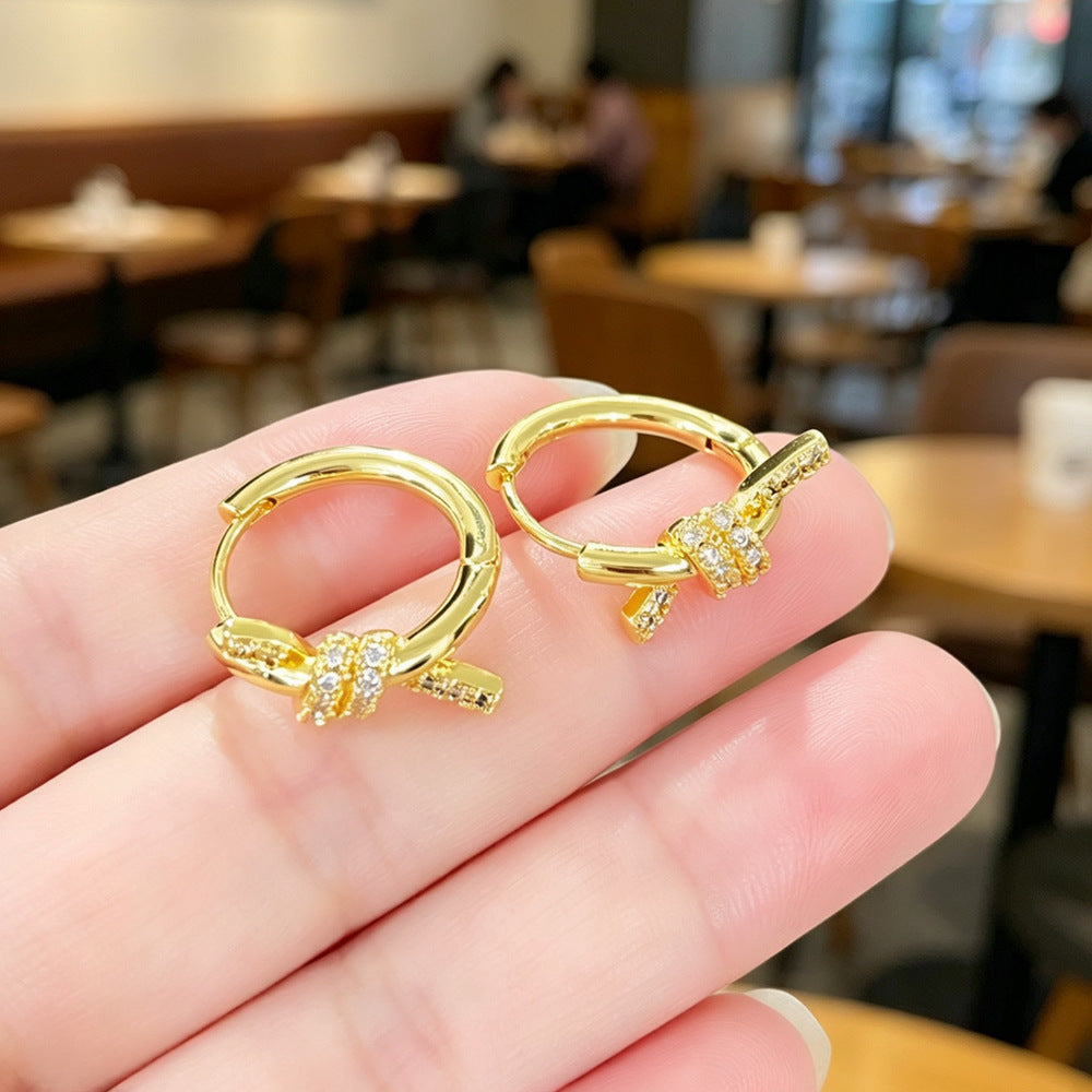 Hitches Micro Inlaid Zircon Clip Affordable Luxury Style Knotted High Ear Buckle