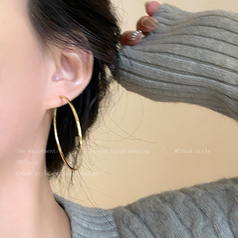 Style Sier Round Metal Ear Female Trendy Cold Earrings