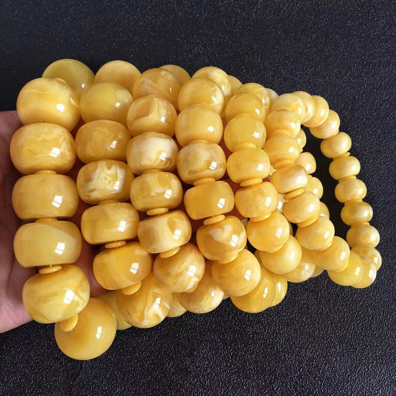 White Flower Block Of Wood Or Stone Amber Bracelets