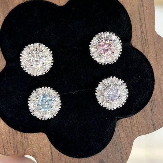 Zircon Edelweiss Titanium Steel Ear Female Before Sleep High-grade Stud Earrings