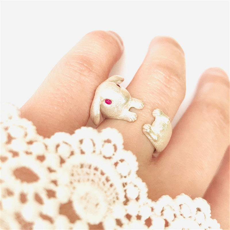Bunny Open Female Cartoon Animal Zodiac Red Eyes Rings