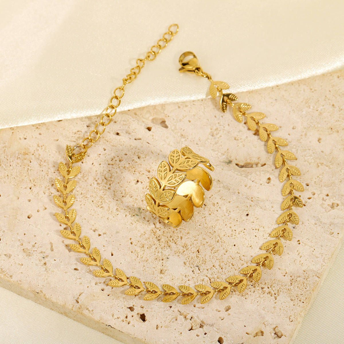Women's Stainless Steel Leaf-shaped Open Stylish Simple Bracelets