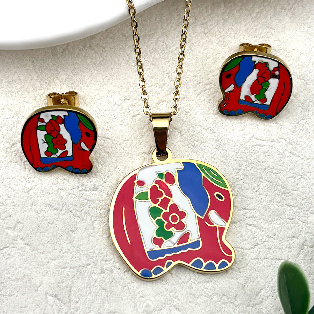 Clear Stock Rainbow Color Small Cartoon Female Oil Pendants