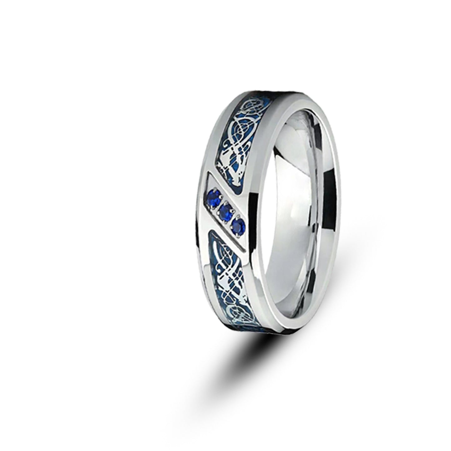 Men's Diamond Stainless Steel Carbon Fiber Titanium Ring