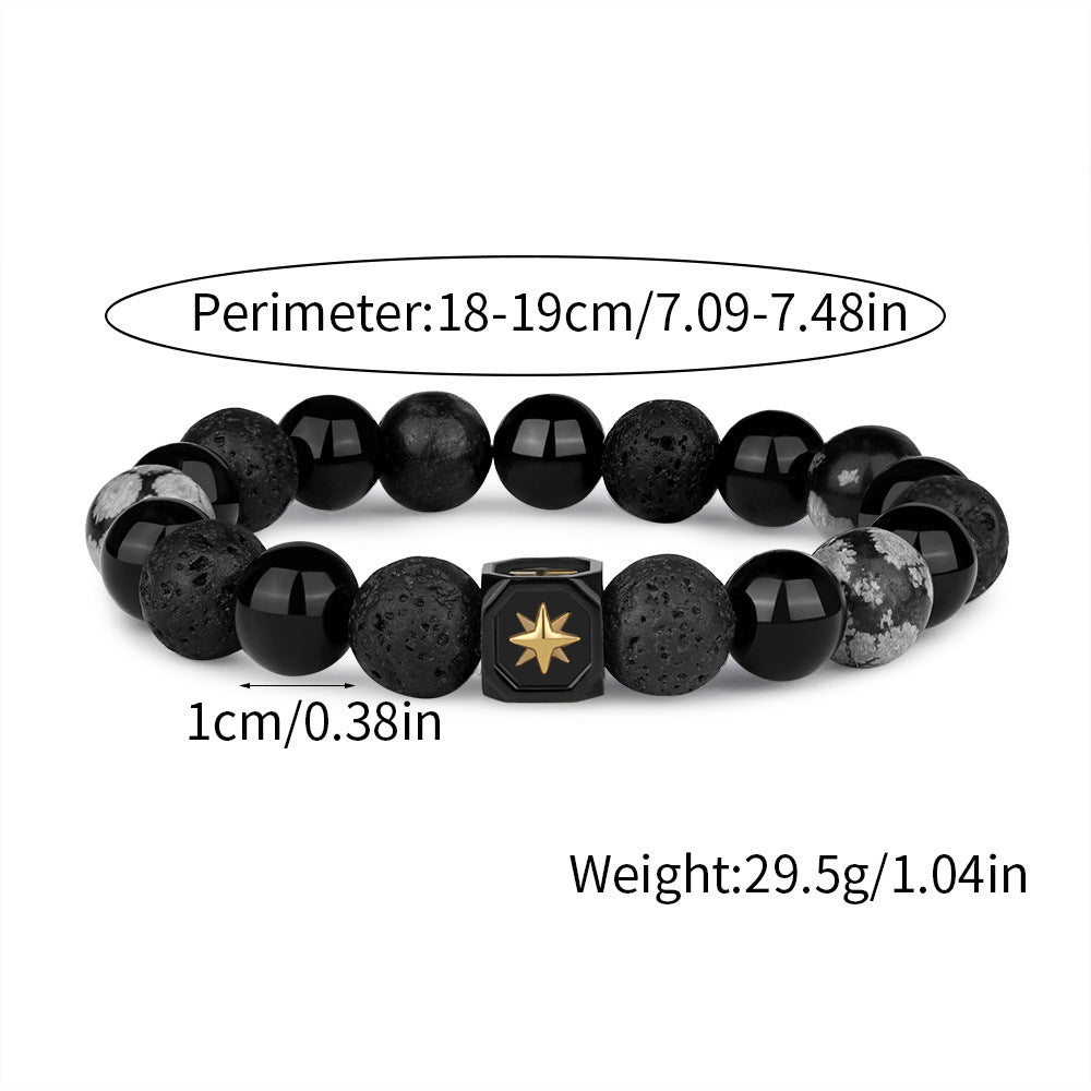 Men's Stone Stainless Steel Six-pointed Star Natural Bracelets