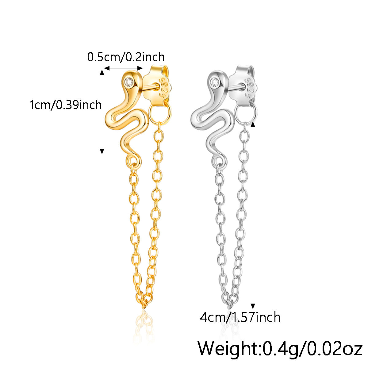 Graceful Chain Single Eight Awn Star Snake Geometric Earrings