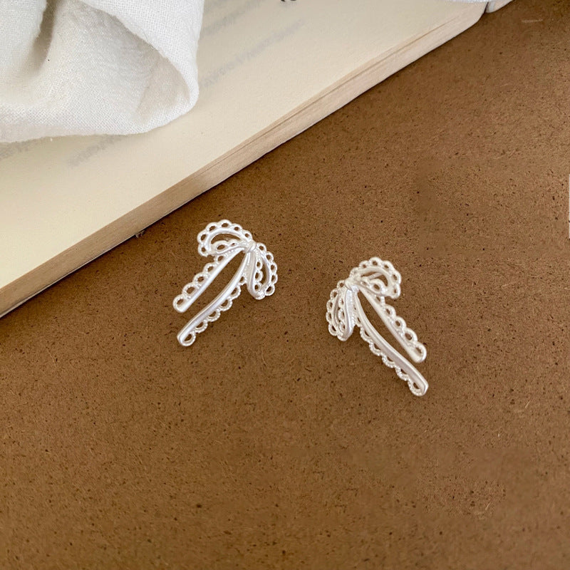 Women's Needle Zircon Bow Water Drop Tassel Simple Fashion Stud Earrings