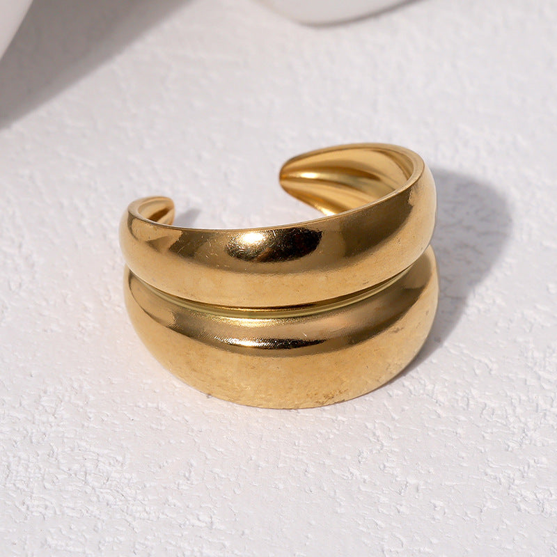 Steel Fashion Simple Classic Retro Gold Ring
