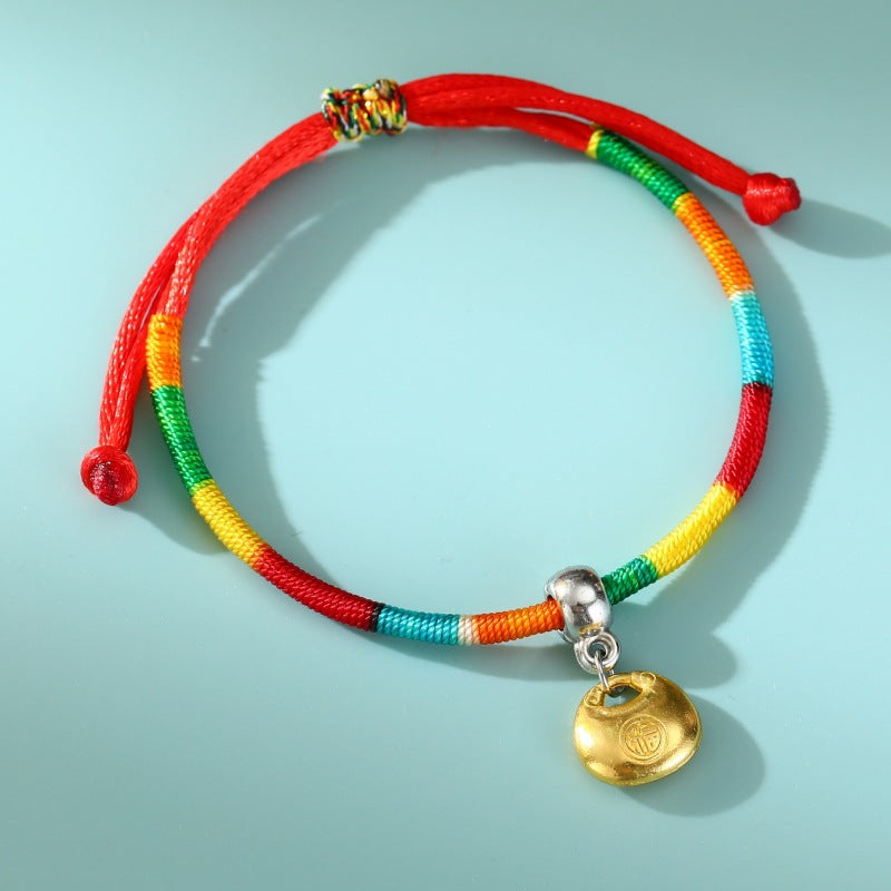 Children's Dragon Boat Festival Colorful Rope Hand-woven Alloy Small Tiger Carrying Bracelet