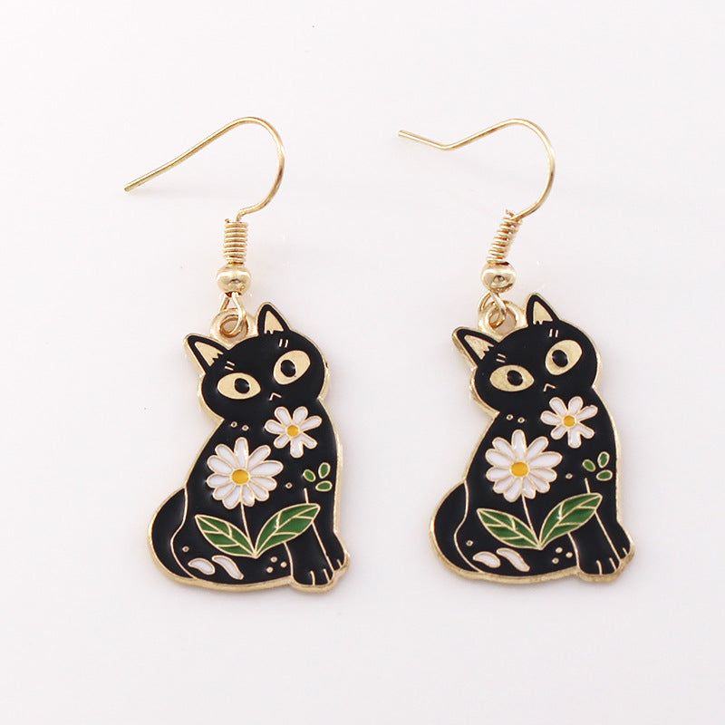 Series Horror Funny Alternative Black Cat Alloy Earrings