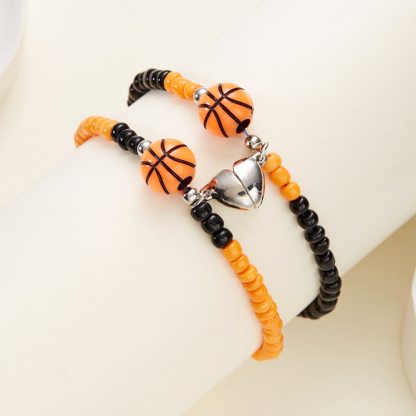 Basketball Tennis Bead Woven Magnetic Couple Bracelets