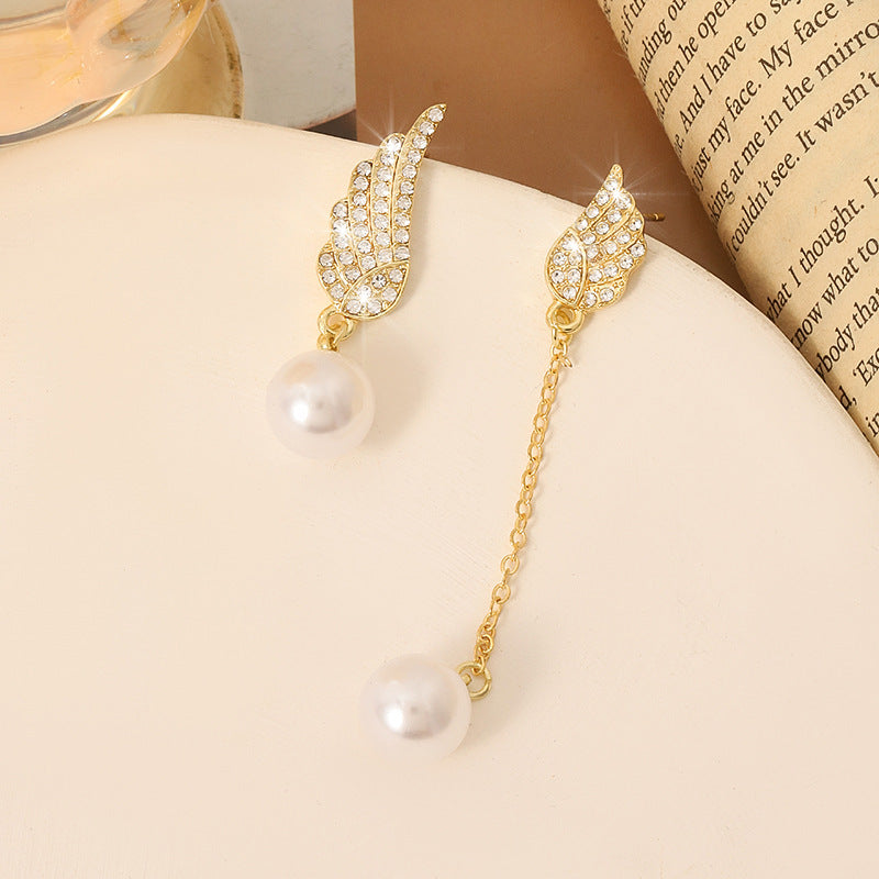 Simple Retro Sier Needle Pearl High Sense Ear Earrings