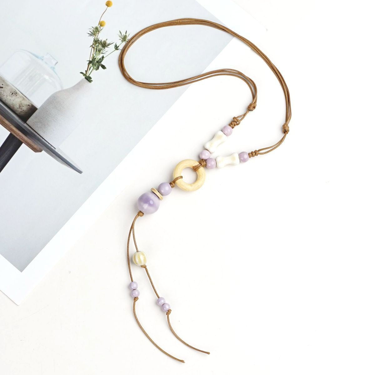 Style Personalized Trendy Ceramic Geometric Colorful Fish Long High-grade Necklace