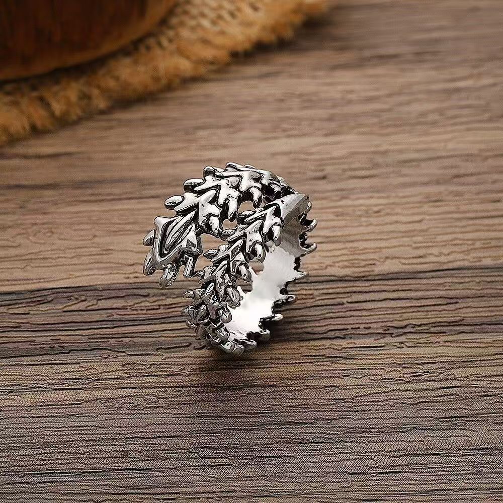 Women's & Men's Keel Alloy Retro Geometric Backbone Opening Ring