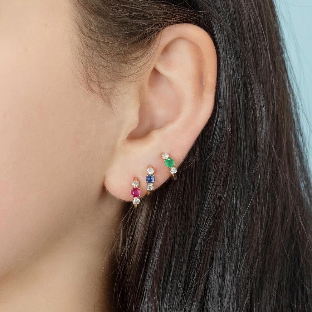 Color Zircon Advanced Design Sense Ear Female Fashionable Earrings