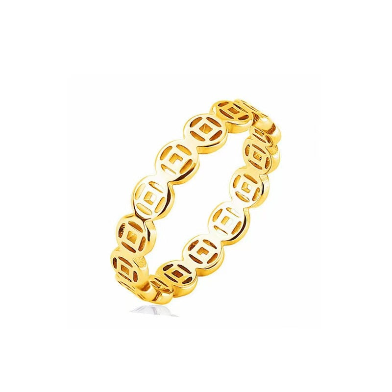 Women's String Of Coins Titanium Steel Plated Fashion Characteristic Fortunate Ring